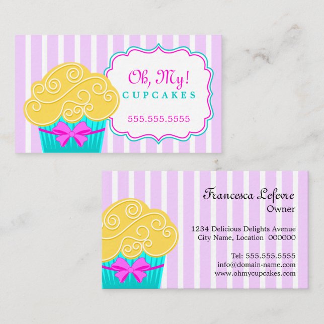 Cartão De Visita Padaria lunática do cupcake (Frente/Verso)