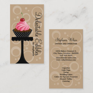 Cartão De Visita Padaria lunática do cupcake da cereja