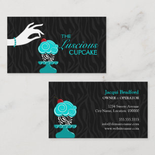 Cartão De Visita Padaria lunática do cupcake da zebra