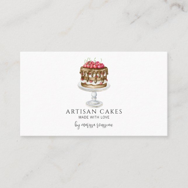 Cartão De Visita Padaria Pastelaria Chef Aquarela Fazendo Bolo De B (Frente)