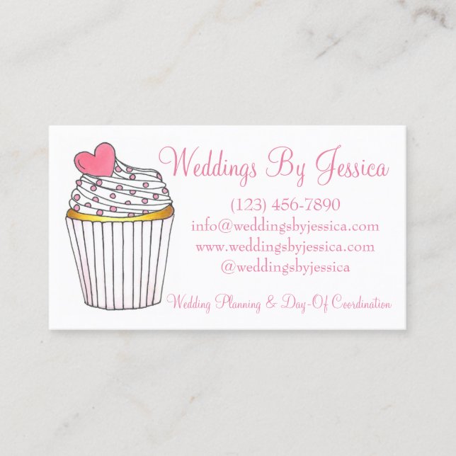 Cartão De Visita Padaria Planner de Casamento de Bolo de Cupcake de (Frente)