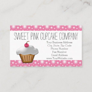 Cartão De Visita Padaria Pretty Pink Cherry Cupcake