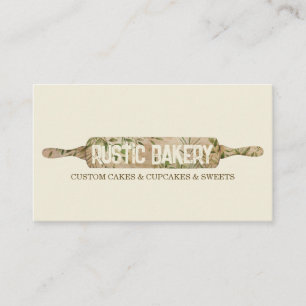Cartão De Visita Padaria Rolo Floral marfim baunilha Chef Rústico