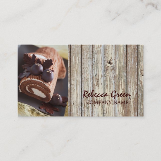 Cartão De Visita padaria rústica do bolo de chocolate da sobremesa (Frente)
