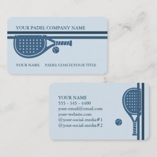 Cartão De Visita Padel Business Card-Sleek Padel Style–Azure Blue