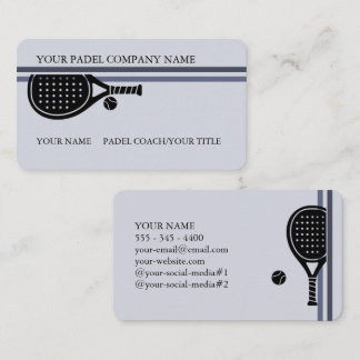 Cartão De Visita Padel Business Card-Sleek Padel Style Black Grey