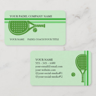 Cartão De Visita Padel Business Card-Sleek Padel Style Matcha Green