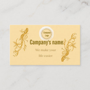 Cartão De Visita Padrão, 3,5" x 2,0" Elegante Dourado Negócio Flora