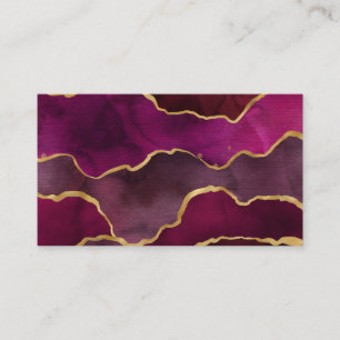 Cartão De Visita Padrão Abstrato de Aquarela Vermelho Vinho Borgonh