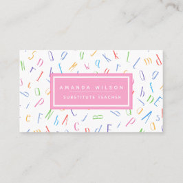Cartão De Visita Padrão alfabético - professor substituto/professor