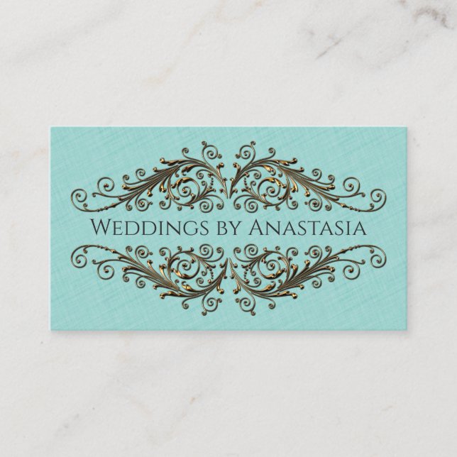 Cartão De Visita Padrão Azul Elegante e Dourado de picos (Frente)