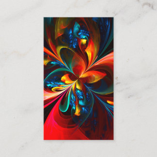 Cartão De Visita Padrão Azul Laranja-Abstrato Floral Moderno #14