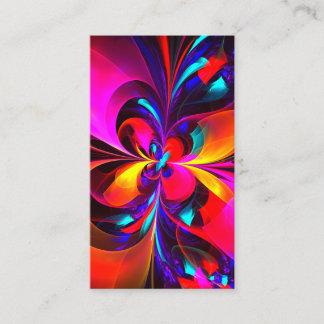 Cartão De Visita Padrão Azul Vermelho Abstrato Floral Moderno #07