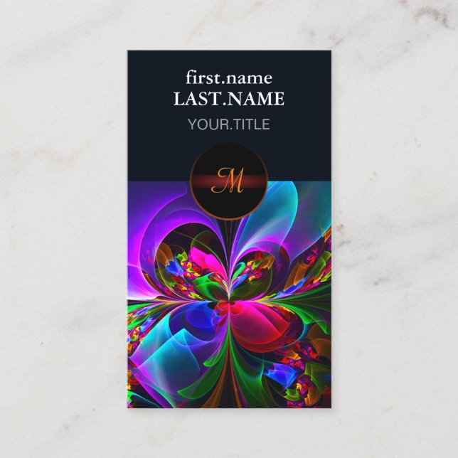 Cartão De Visita Padrão Azul Vermelho Abstrato Floral Moderno #12 (Frente)