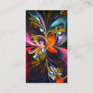 Cartão De Visita Padrão Azul Vermelho Abstrato Floral Moderno #13
