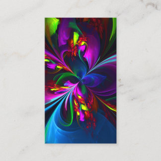 Cartão De Visita Padrão Azul Vermelho Abstrato Floral Moderno #15