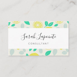 Cartão De Visita Padrão Chic & Trendy Summer Lemon em Creme