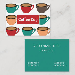 Cartão De Visita Padrão Colorido de Xícara de Café