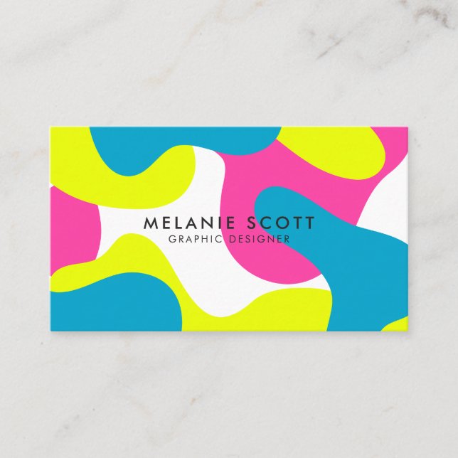 Cartão De Visita Padrão de abstrato azul-rosa moderno minimalista (Frente)