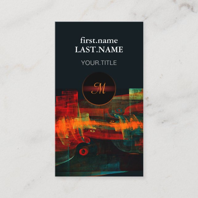 Cartão De Visita Padrão de Abstrato de Arte Moderno Vermelho Azul-L (Frente)