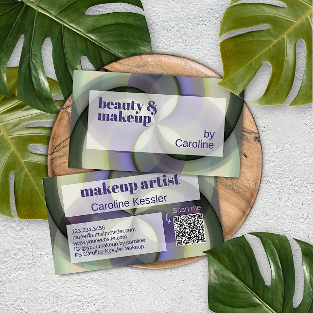 Cartão De Visita Padrão de Abstrato de Arte Verde Pálido Preto Escu (Criador carregado)