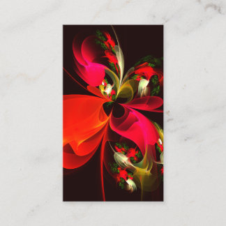 Cartão De Visita Padrão de Abstrato de Arte Vermelha Verde Floral M