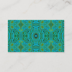 Cartão De Visita Padrão de Abstrato do Trippy Retro Turquoise Chart