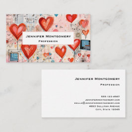 Cartão De Visita Padrão de Amor Implicado de Corações Vermelhos