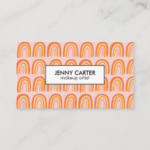Cartão De Visita Padrão de arco-íris laranja rosa simples