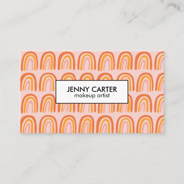 Cartão De Visita Padrão de arco-íris laranja rosa simples (Frente)