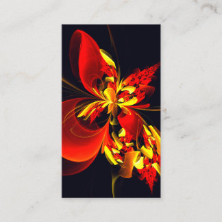 Cartão De Visita Padrão de Arte Abstrata Floral Amarelo Vermelho Mo