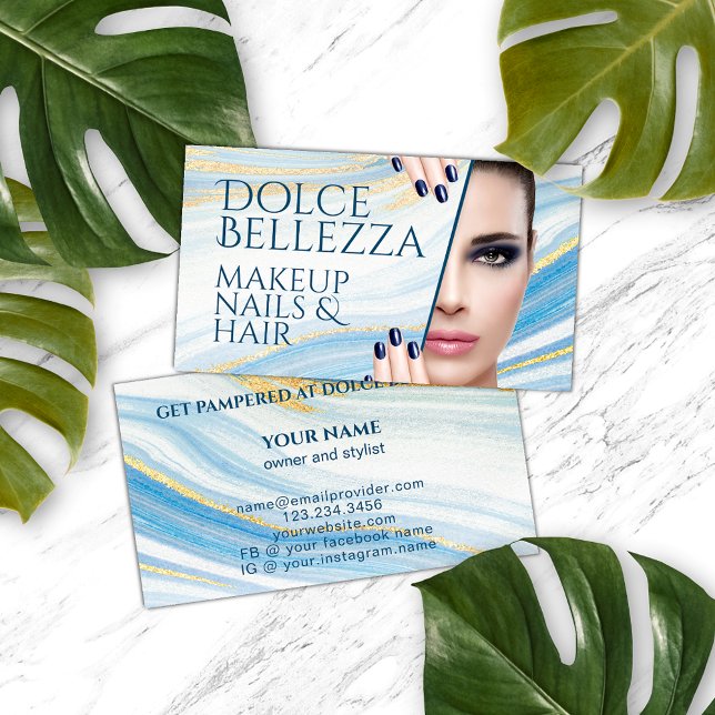 Cartão De Visita Padrão de Arte de Agato Dourado Branco Clássico (Criador carregado)