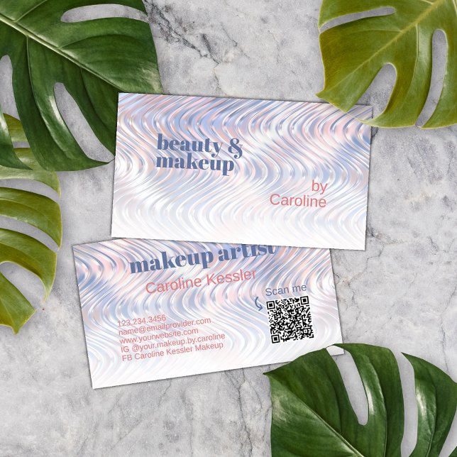 Cartão De Visita Padrão de Arte de Ondas Metálicas de Mármore Azul  (Criador carregado)