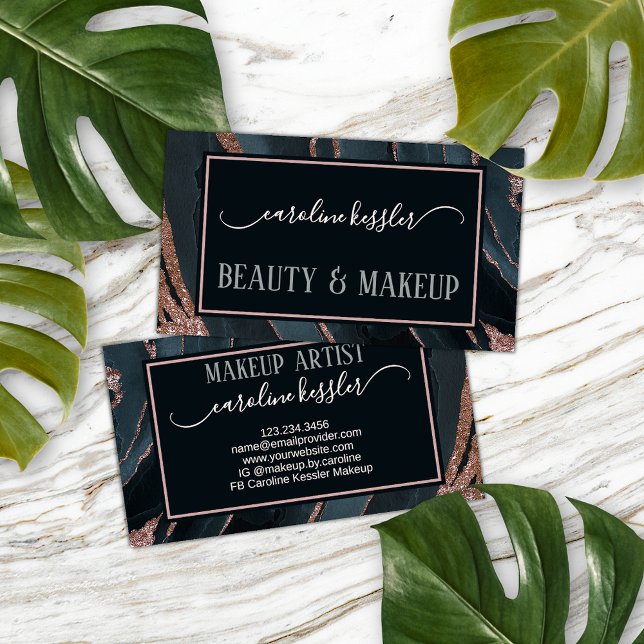 Cartão De Visita Padrão de Arte do Mármaco-rosa-Dourado-Rosa-Cinza (Criador carregado)