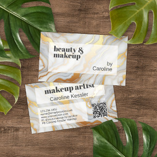 Cartão De Visita Padrão de Arte Dourada do Mármaco de Cinzas Simple