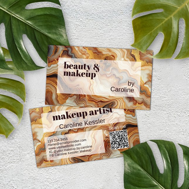 Cartão De Visita Padrão de Arte Marble Dourado Castanho-Vermelho-Ca (Criador carregado)
