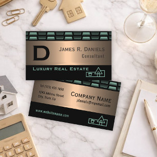 Cartão De Visita Padrão de Arte Metálica de Luxo abstrato Verde