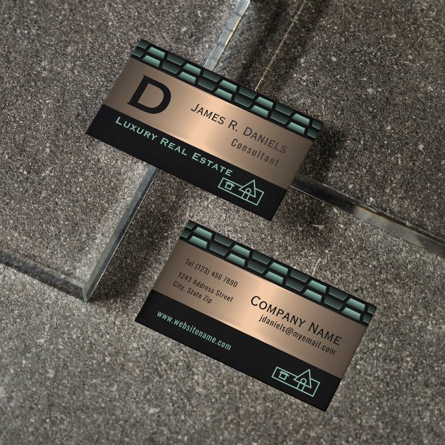 Cartão De Visita Padrão de Arte Metálica de Luxo abstrato Verde (Criador carregado)