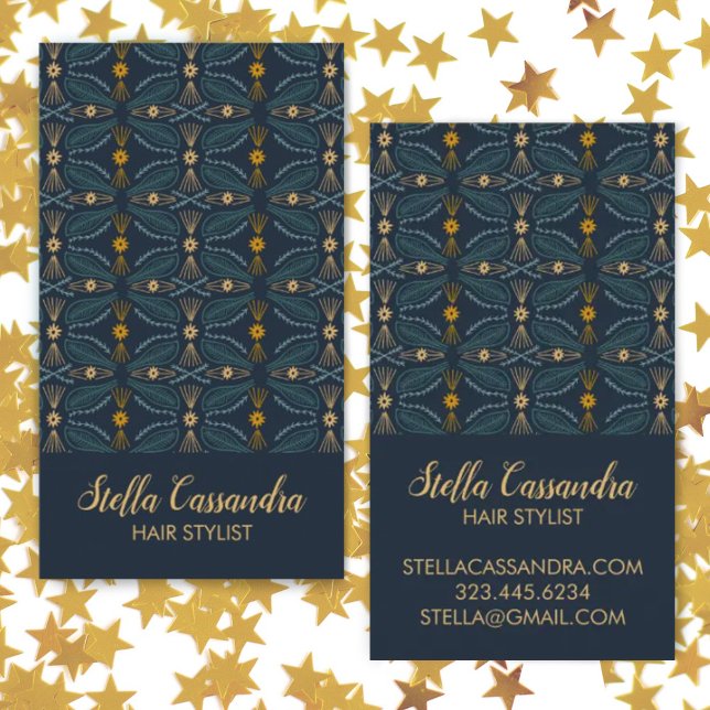 Cartão De Visita Padrão de Azulejo Moderno Elegante de Folha de Fol (Criador carregado)