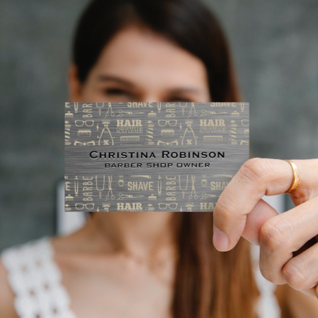 Cartão De Visita Padrão de barbeiro de corte de cabelo (Criador carregado)