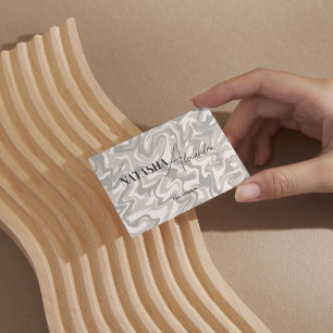 Cartão De Visita Padrão de Boho Líquido de Cabeça de Cinza Hippie 7