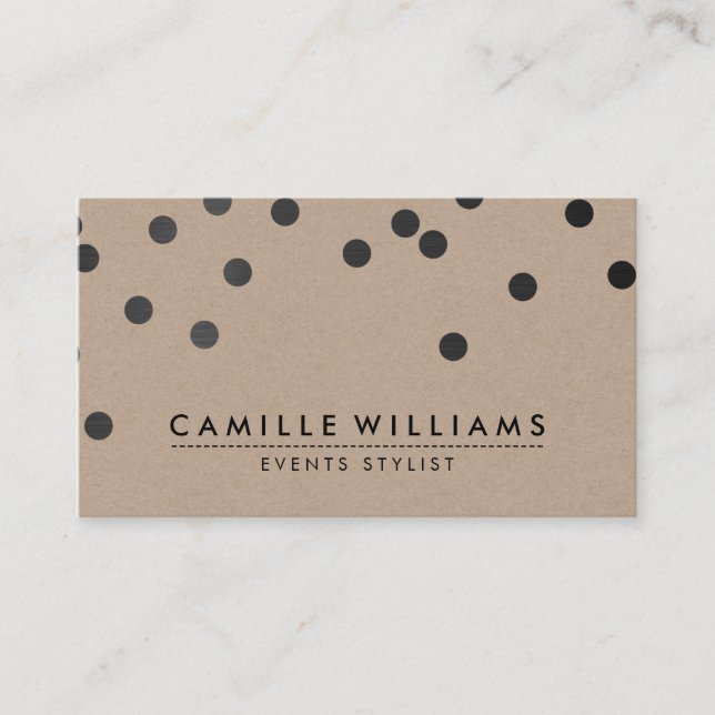 Cartão De Visita Padrão de bolinhas agudo moderno CONFETTI kraft pr (Frente)