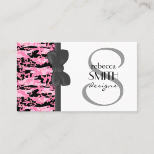 Cartão De Visita Padrão de Camuflagem Militar - Preto Rosa