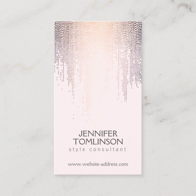 Cartão De Visita Padrão de Chuva de Confetti Escamudo Elegante Rosa (Frente)