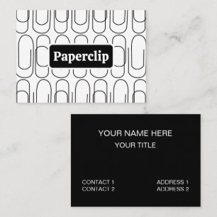Cartão De Visita Padrão de Clipes de Papel Preto e Branco