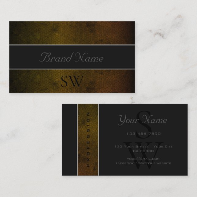 Cartão De Visita Padrão de Cobra amarelo escuro excepcional excepci (Frente/Verso)