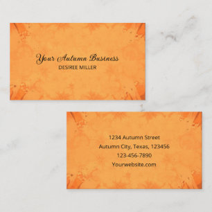 Cartão De Visita Padrão de Cor de Água Laranja Queimada do Outono V