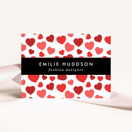 Cartão De Visita Padrão De Corações, Corações Vermelhos, Padrão De 
