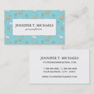 Cartão De Visita Padrão de Cute Alpaca Llama Cactus