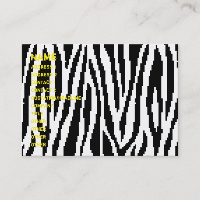 Cartão De Visita Padrão de Design de impressão de pixel zebra de 8  (Frente)